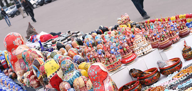 russian souvenir - russian nesting doll babushka matroshka art foto e immagini stock