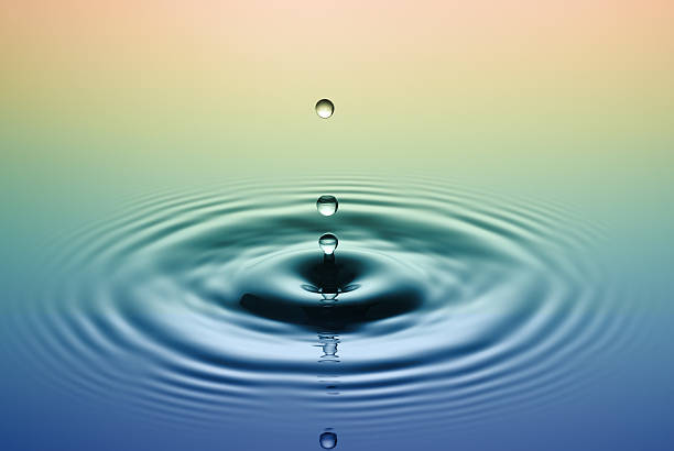 istock Drops of water rippling in blue and yellow 172277208