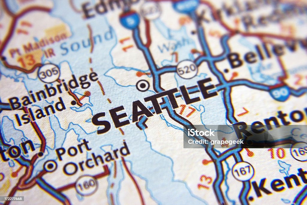 Seattle Mapa Plano - Royalty-free Mapa Foto de stock