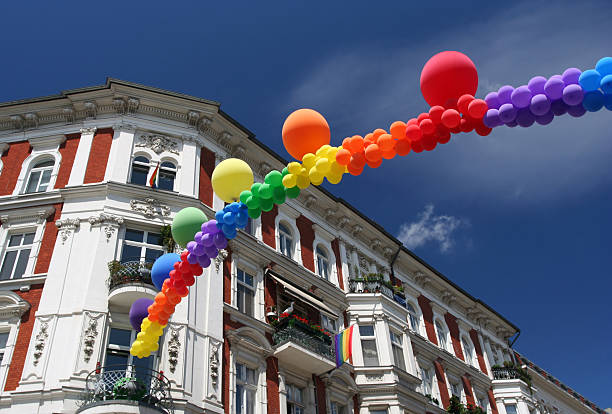 gay pride balloons stock photo