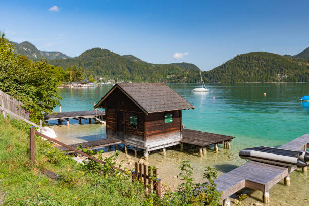 tranquil scene at a beautiful glacial lake in the Salzkammergut