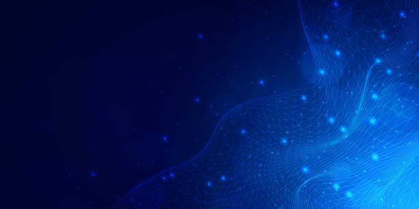 ilustraciones, imágenes clip art, dibujos animados e iconos de stock de fondo azul de big data futurista de tecnología digital abstracta, comunicación de información cibernética nano, innovación datos tecnológicos futuros, conexión de red de internet, ilustración de punto de línea de placa de circuito 3d - tecnología