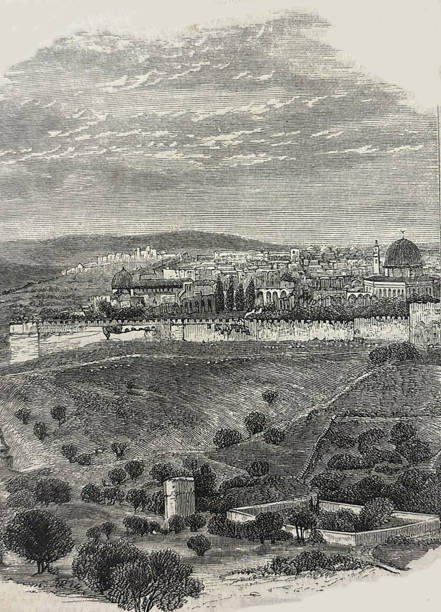 istock Antique illustration - landscape view of Jerusalem 1722784953