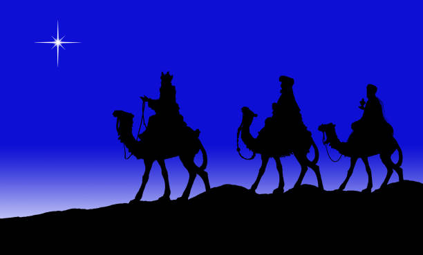 Kings on Camels XXL (PHOTOGRPAHED SILHOUETTE) PHOTOGRAPHED SILHOUETTE of the Three Kings. christmas three wise men camel christianity stock pictures, royalty-free photos & images