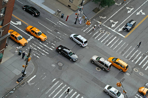 New York traffic # 1 "New York crossing street, please see also my other NY traffic and my other images of New York:" car city urban scene commuter stock pictures, royalty-free photos & images