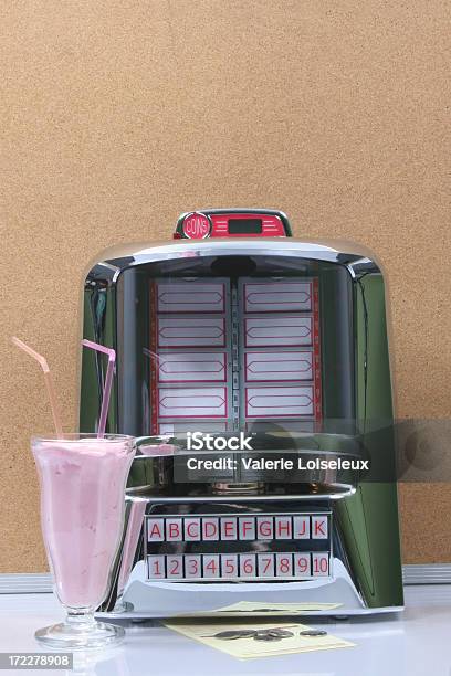 Tabletop Jukebox And Milkshake Stock Photo - Download Image Now - Jukebox, Retro Style, 1950-1959