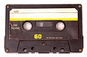 Retro cassette tape with yellow label