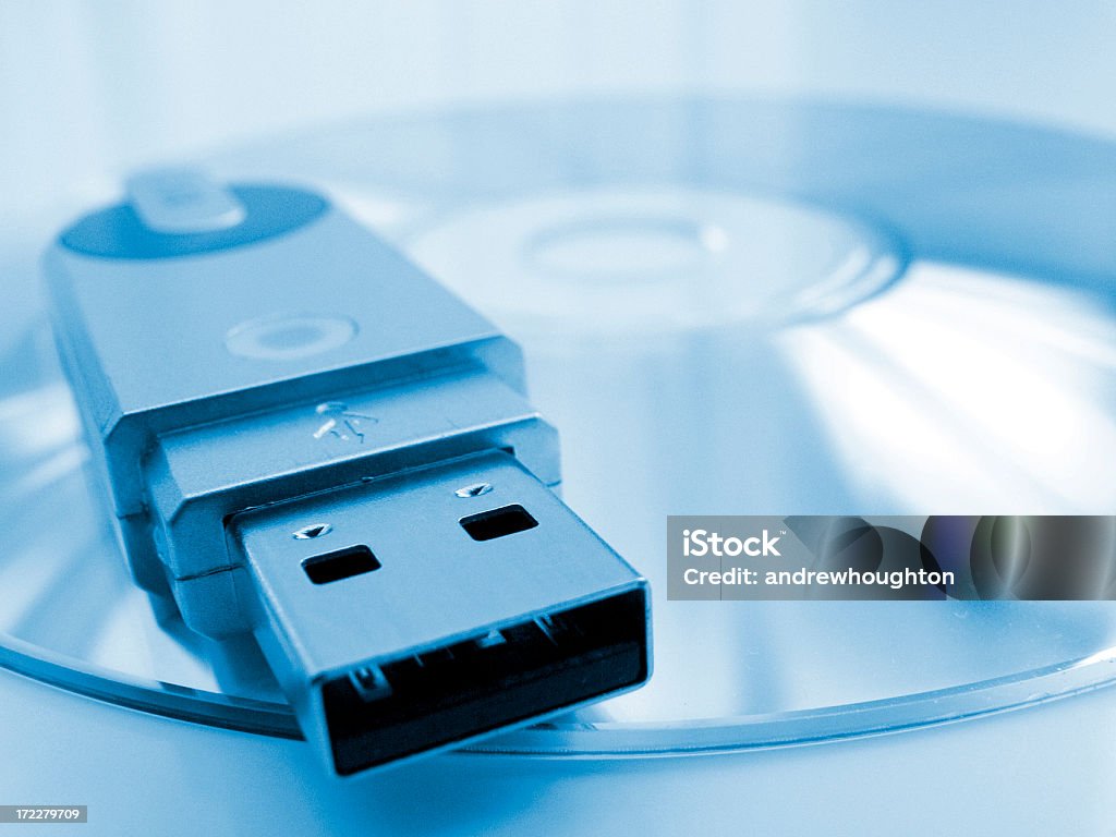 Memória USB em CD - Royalty-free Azul Foto de stock