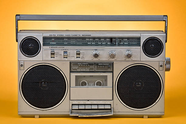 istock 80's Stereo Vintage on orange background 172279829