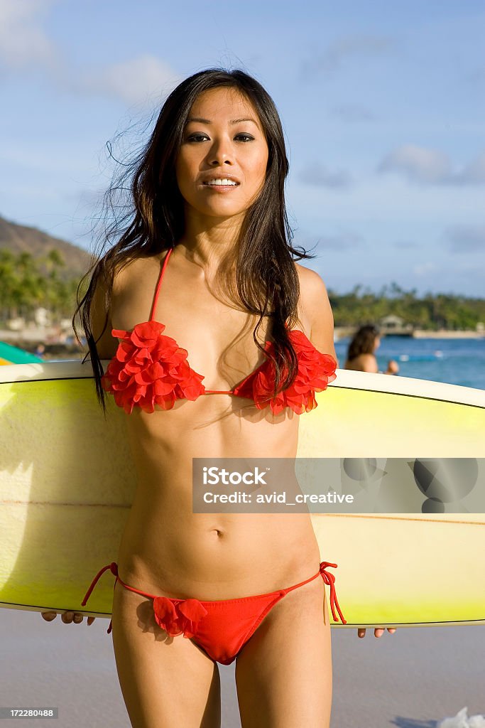 Surfer Girl Hawaii Islands Stock Photo