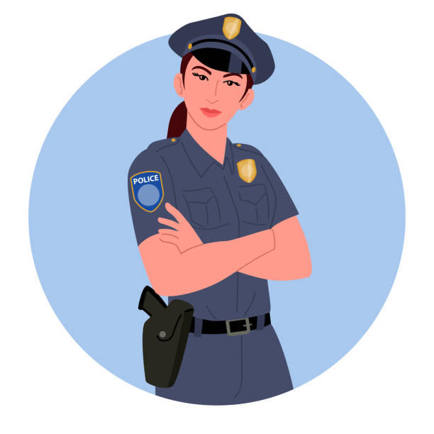 istock Clip art featuring a police woman with arms crossed 1722810280