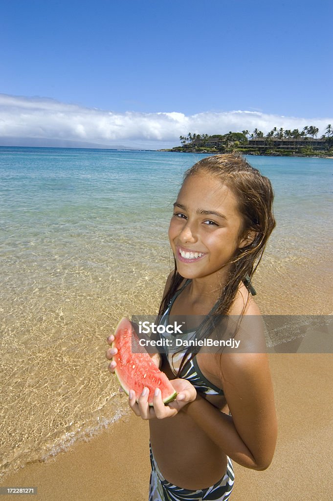 Beach Girl a girl at beach. 12-13 Years Stock Photo