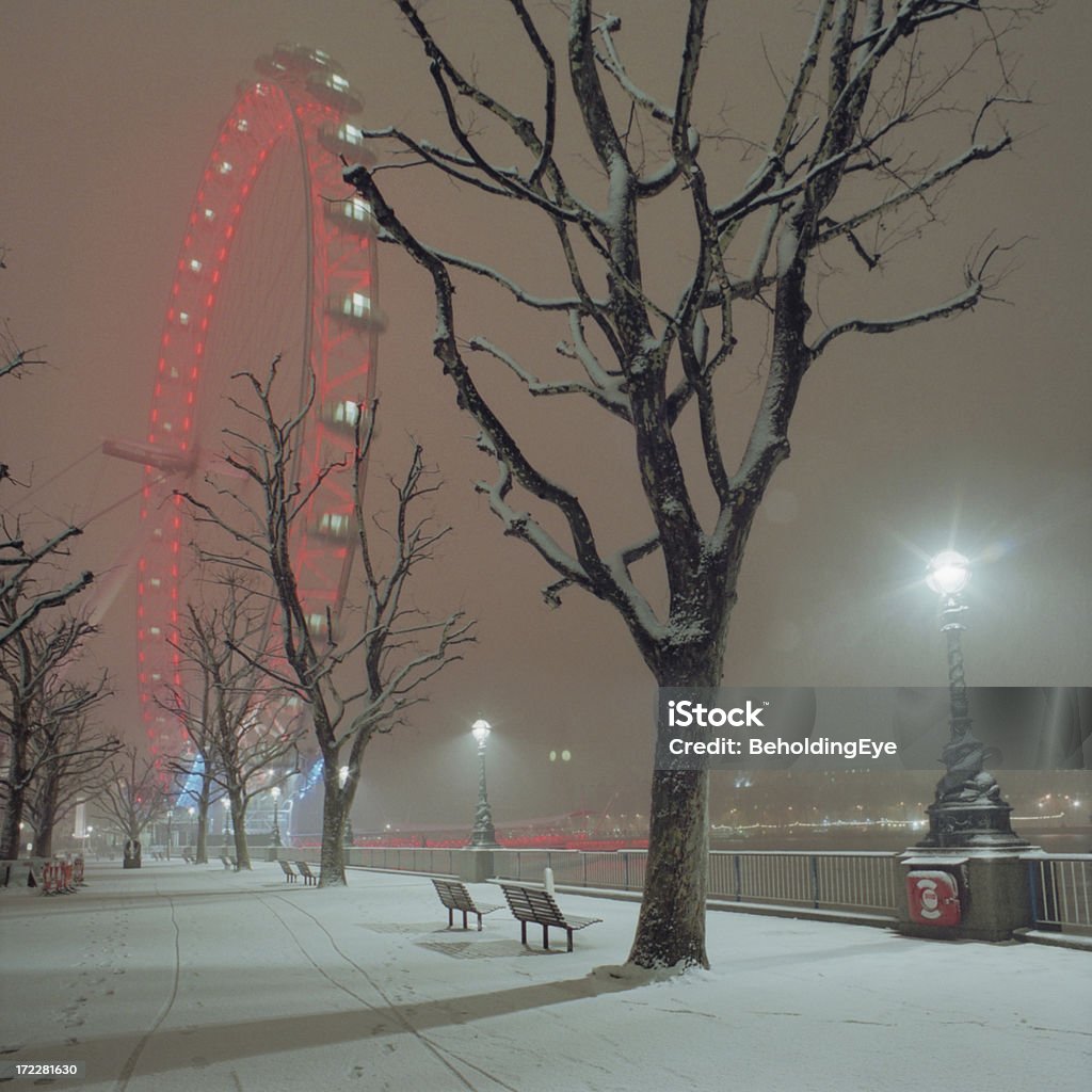 Śnieg na South Bank XL - Zbiór zdjęć royalty-free (London Eye)