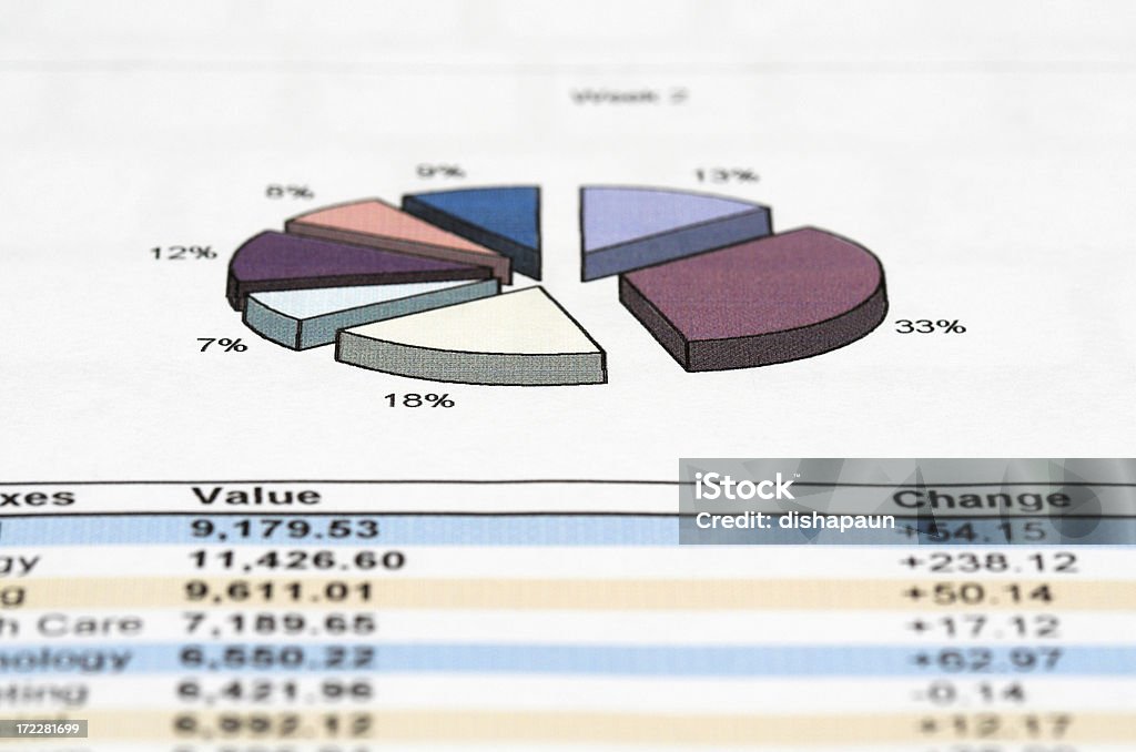 Primer plano de un diagrama circular - Foto de stock de Diagrama circular libre de derechos