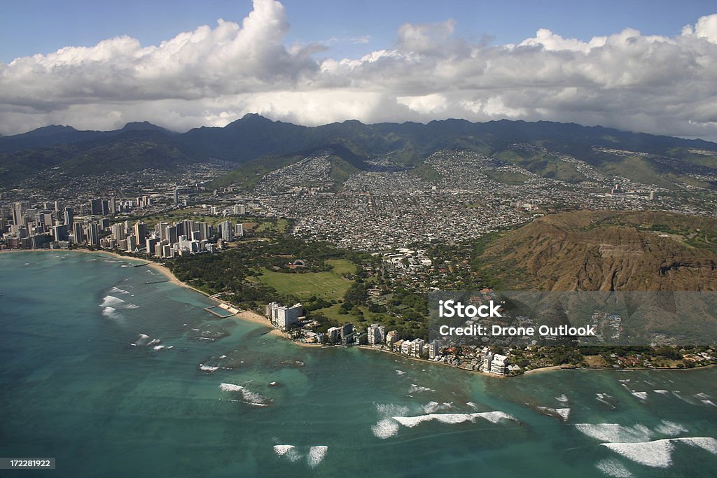 Diamondhead & Waikiki - Foto stock royalty-free di Big Island - Isola di Hawaii