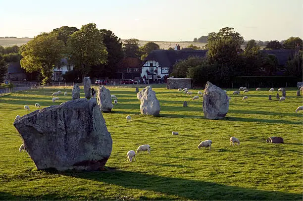 "The ancient stone ring at Avebury, England"