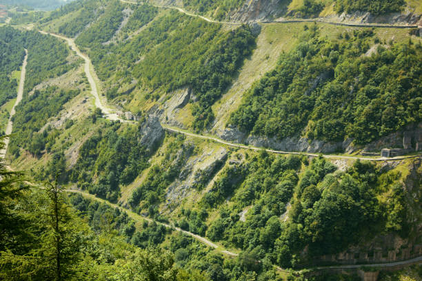 istock Beautiful mountain landscape with forest and green hills 1722820228