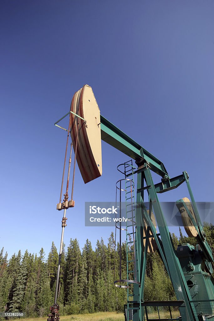 Poço de Petróleo pumper no ambiente rural - Foto de stock de Campo Petrolífero royalty-free