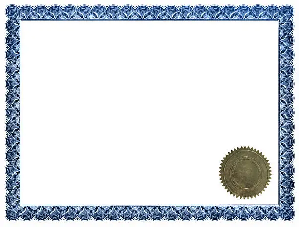 Photo of Blue certificate with gold seal