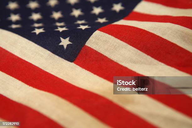 Old Us Flag Stock Photo - Download Image Now - American Flag, Backgrounds, Blue