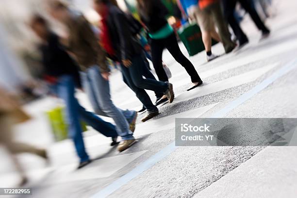 Walking Stock Photo - Download Image Now - Blurred Motion, Crossing, Crowd of People