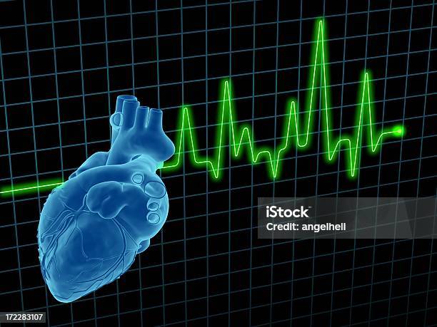 Electrocardiograma Com Coração Humano No Ecrã - Fotografias de stock e mais imagens de Analisar