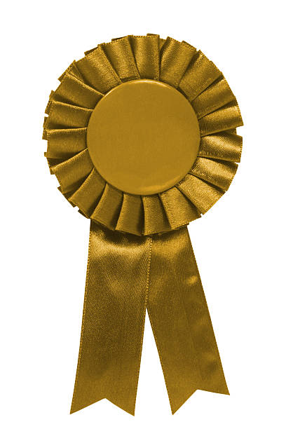 cinta de oro - ribbon award perfection winning fotografías e imágenes de stock