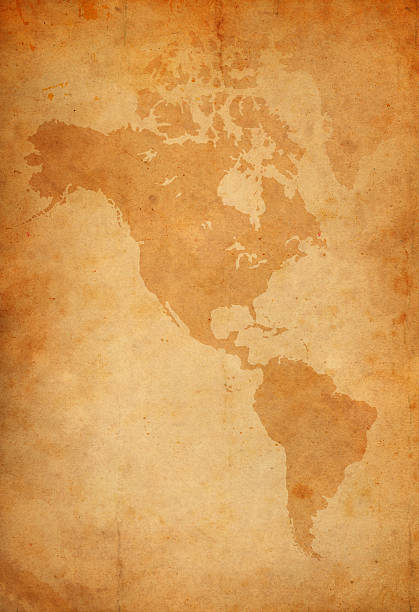 ビンテージマップのアメリカ大陸 - textured effect brown backgrounds textured点のイラスト素材／クリップアート素材／マンガ素材／アイコン素材