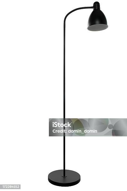 Freistehende Große Schwarze Stehlampe Isoliert Auf Weißem Hintergrund Stockfoto und mehr Bilder von Stehlampe