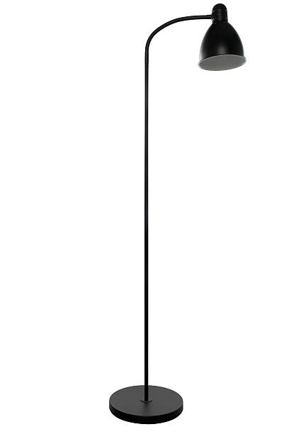 フリースタンド型の高いブラックのフロアーランプ、白背景 - standalone ストックフォトと画像