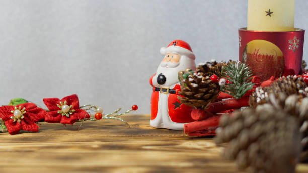 istock Festive Christmas Table with Candle and Decorations 1722845850