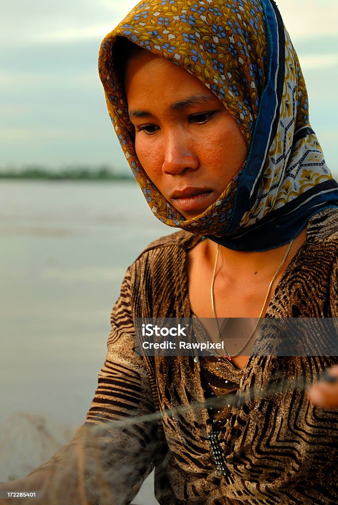 Kambodschanische Boot Lady - Lizenzfrei Fischen Stock-Foto