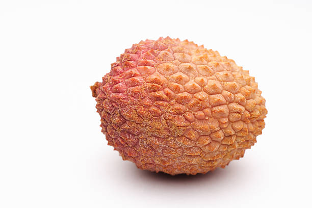 One Lychee on White stock photo