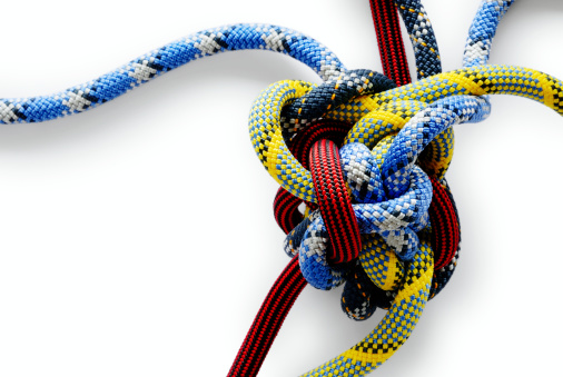Ghastly knotty ropes (isotated on white with soft shadow + clipping path)