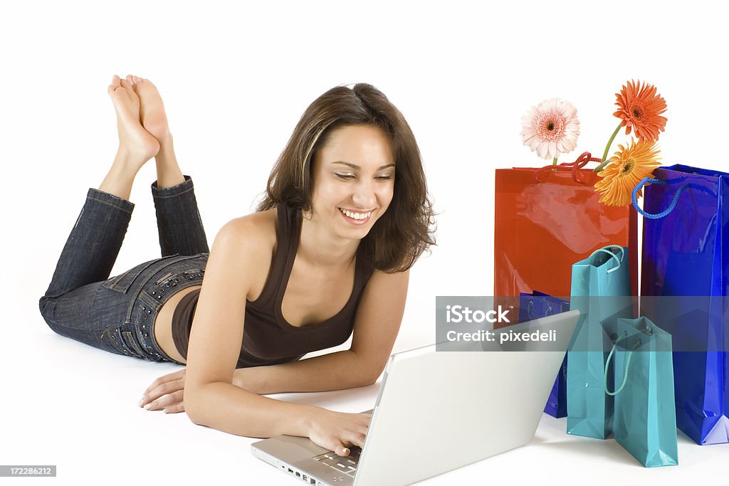 Junge Frau machen online-shopping - Lizenzfrei 25-29 Jahre Stock-Foto