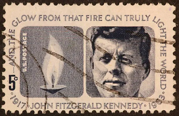 1963 postage stamp commemorating John F. Kennedy the year he died.