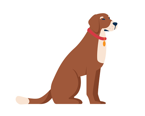 Sitting Dog icon. Brown dog with collar. Happy funny pet animal. Vector illustration isolated on white background.