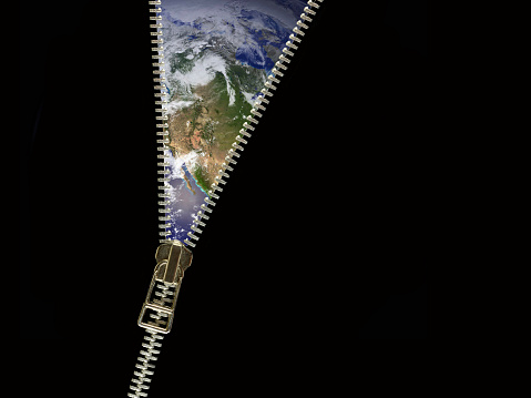 Unzipping to show the world. Some components of this design courtesy of NASA (http://visibleearth.nasa.gov/)
