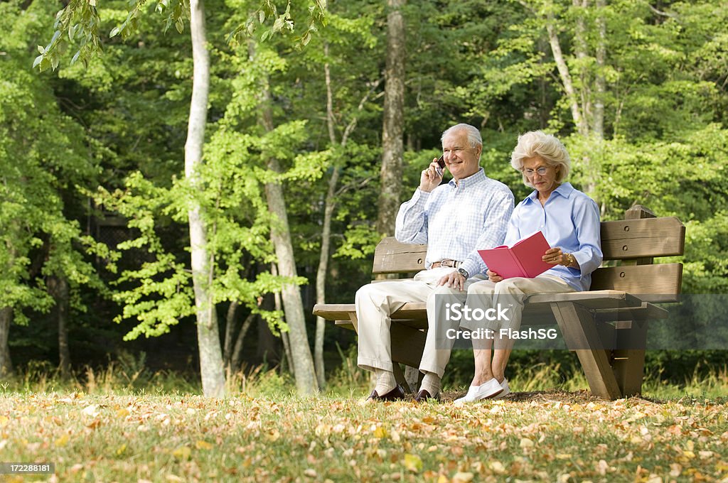 Siedzi na Park Bench - Zbiór zdjęć royalty-free (Aktywni seniorzy)