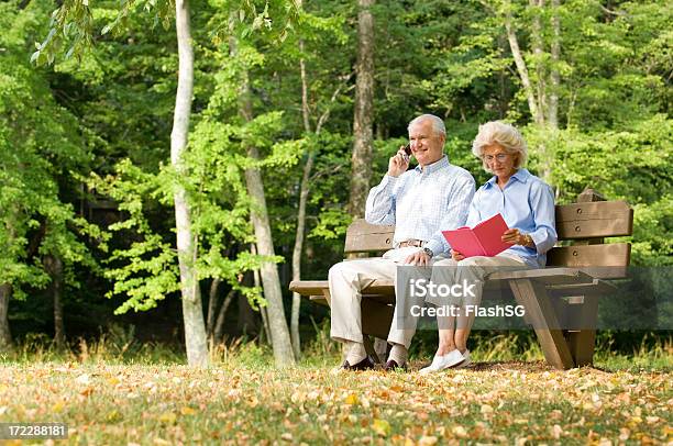 Siedzi Na Park Bench - zdjęcia stockowe i więcej obrazów Aktywni seniorzy - Aktywni seniorzy, Czytać, Drzewo