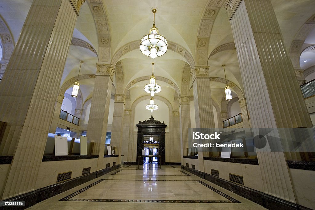 Bank art deco style bank interior Bank - Financial Building Stock Photo
