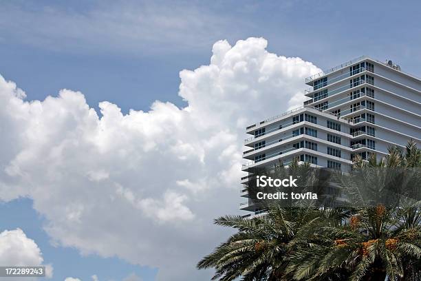 Condo With Puffy Clouds Stock Photo - Download Image Now - Apartment, Architecture, Balcony
