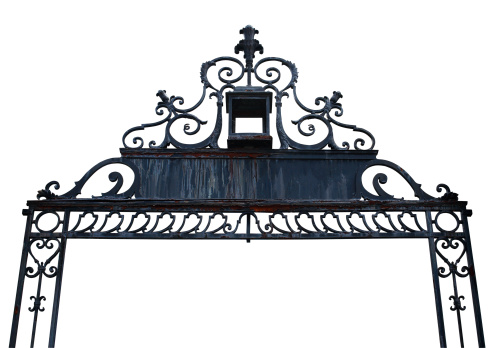 Wrought iron arch from the 1930swith rust and detail and clipping path
