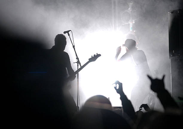 guitarist and crowd at rock concert