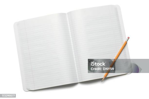 Foto de Caderno Lápis e mais fotos de stock de Aprender - Aprender, Branco, Caderno de Anotação