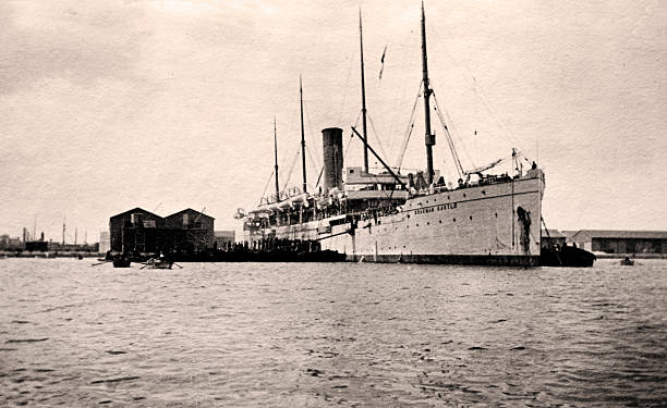 Vintage ship Vintage photograph of an old passenger ship from the 1920s edwardian style photos stock pictures, royalty-free photos & images