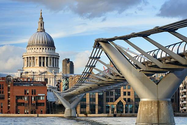 london postkarte - millennium bridge stock-fotos und bilder