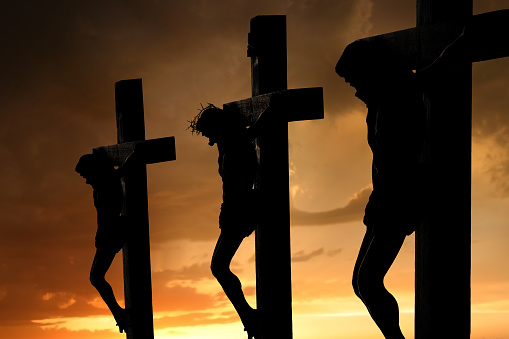 This is a photographed silhouette of the Crucifixion of Jesus.  This is my own personal artistic composition photographing silhouettes of the crucifix.  This is not a vector.PLEASE CLICK ON THE IMAGE BELOW TO SEE MY LIGHTBOX CONTAINING ALL OF MY SILHOUETTE IMAGES: