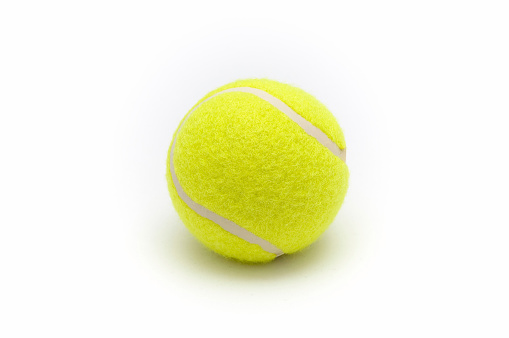Simple isolated tennis ball on white. All in focus.