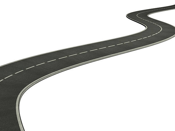 曲線のアスファルト道路 - curve road winding road street ストックフォトと画像